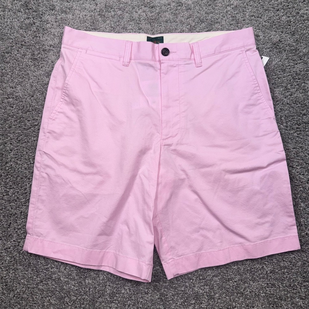 J. Crew Chino Oarsmen Shorts Mens Stretch Pink 10" Inseam Sz 31 NEW